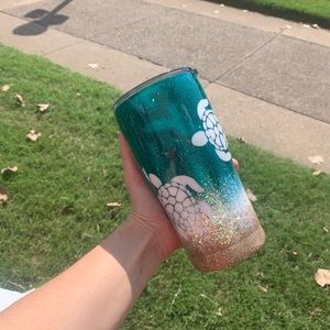 - Nautical sea turtle glitter tumbler
